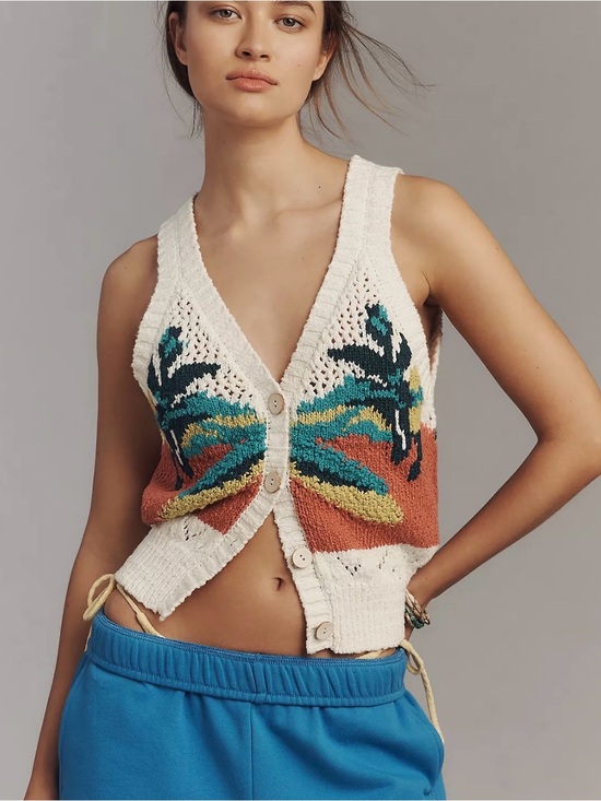 Pilcro Jackets & Blazers - Anthropologie Pilcro V-Neck Open-Knit Sweater Vest NWT